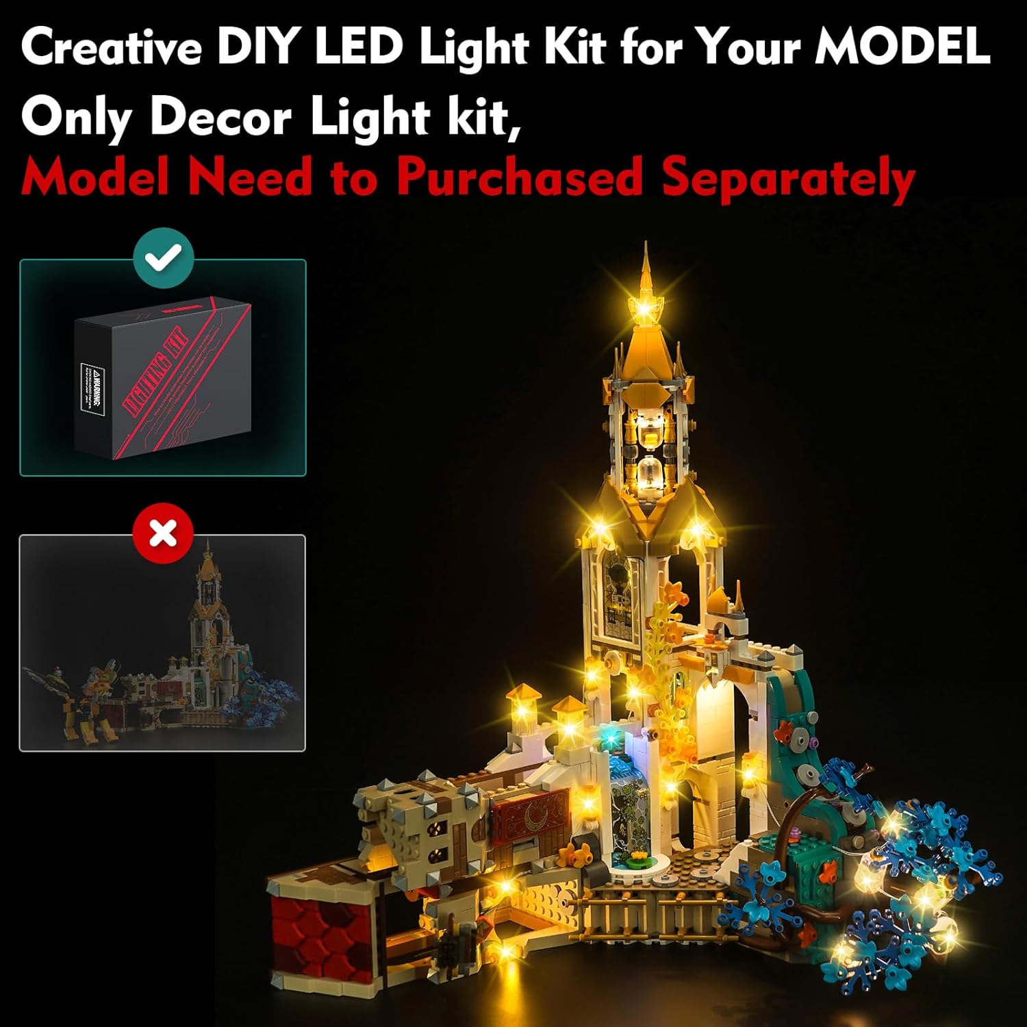 Light Compatible with Lego Castle Nocturnia 71486, Lighting Set Accessories Compatible with Lego 71486, No Models Only Light (Standard Version)