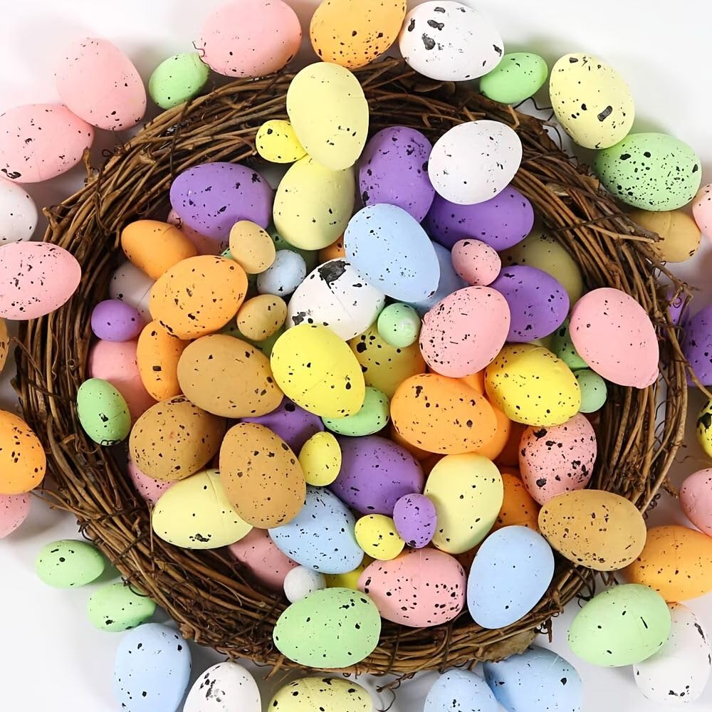 35pcs Speckled Easter Eggs, Assorted Pastel Colors Plastic Eggs for Easter Basket Stuffers, Egg Hunt, Spring Party & Home Decorations (Boxed, Random Mix)