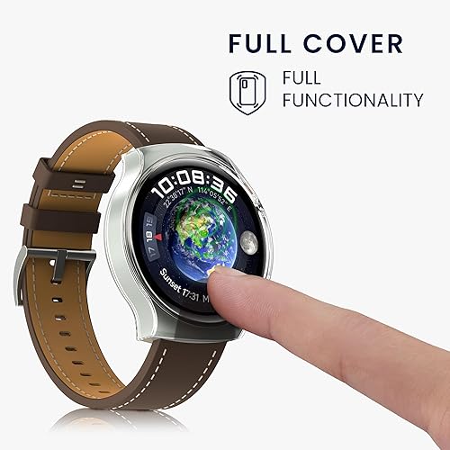 Miniatura 2 de kwmobile Fundas compatibles con Huawei Watch 4 Pro - Juego de 2 protectores de pantalla para rastreador de actividad física - transparentenegro