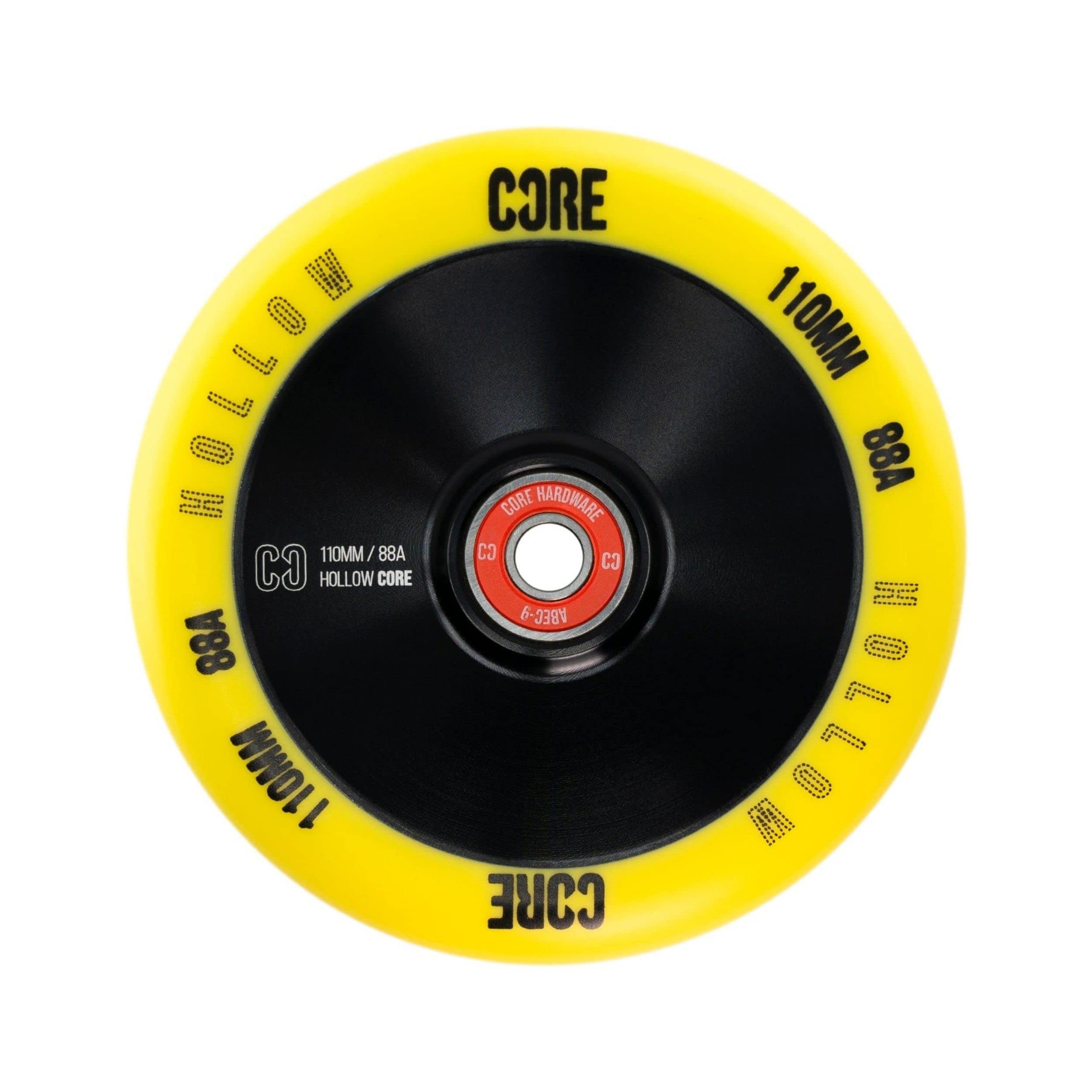 CORE Hollow Stunt Scooter Wheel 110mm ABEC 9 Bearings (Replacement Pro Scooter Wheels) - Yellow/Black โ image 1