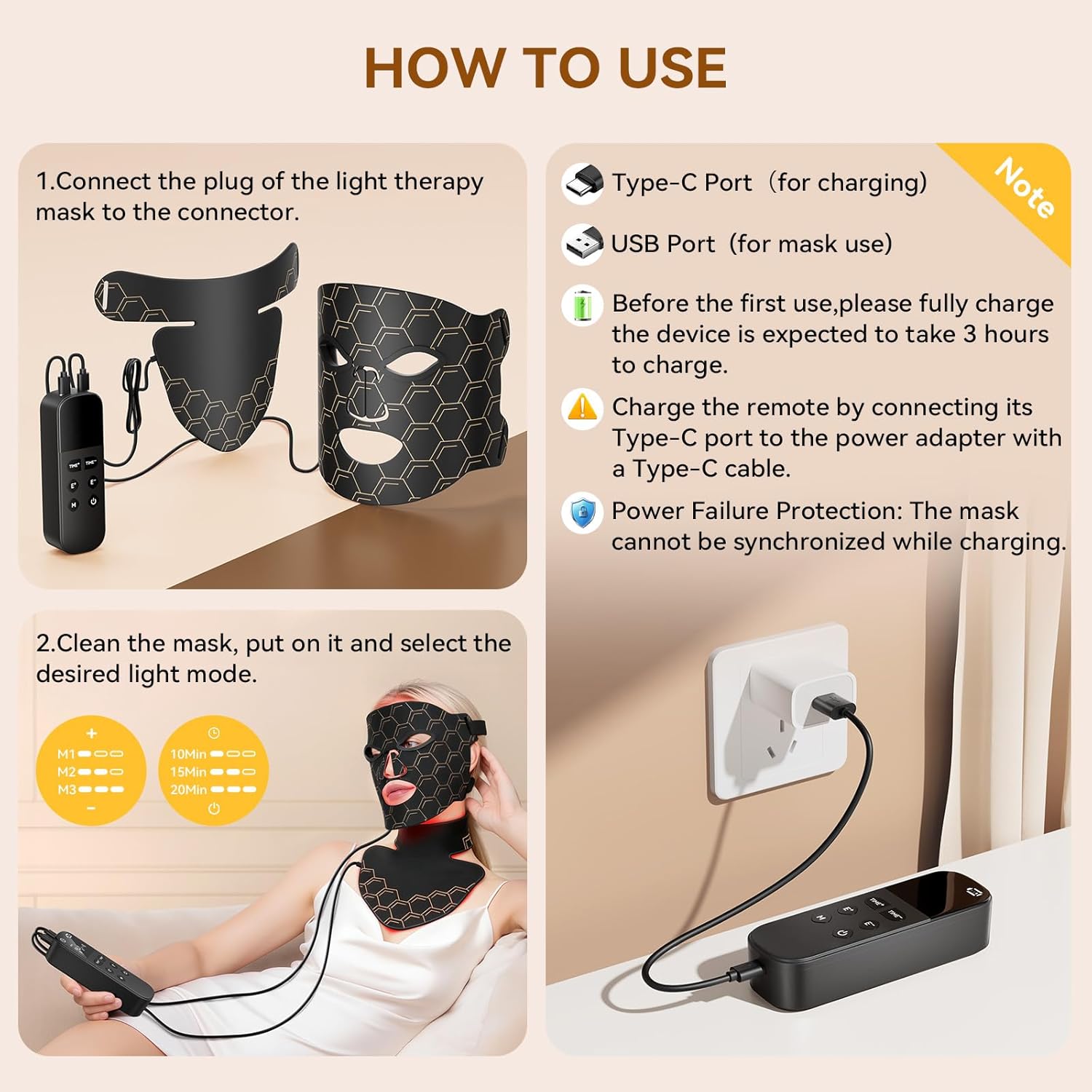 Red Light Therapy for Face,LED Face Mask Light Therapy with Neck Device,240 Light Beads,Remoter Rechargeable,Infrared Red Light Therapy Mask for Home Working Travel Yoga Sleep (Midnight Black)