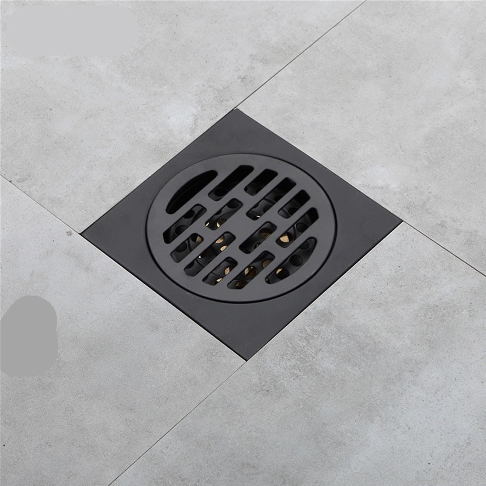 Drain de douche carré noir 79B2 en acier inoxydable avec filtre à cheveux