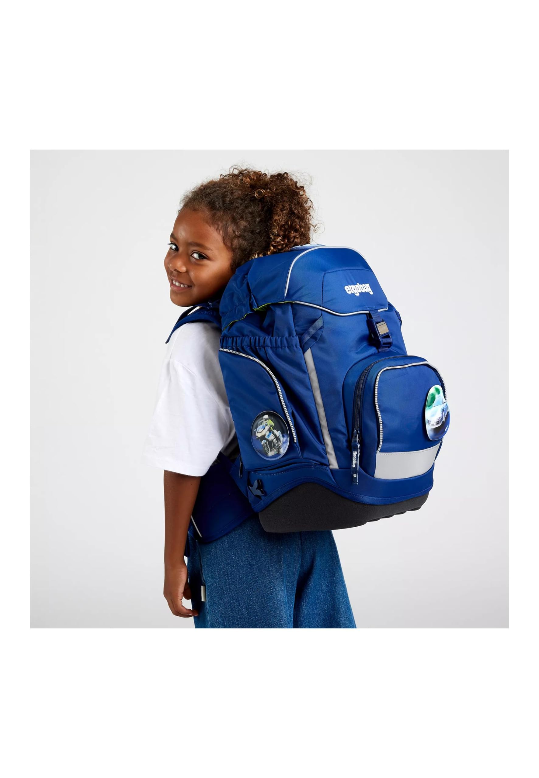 ergobag pack Set ergonomischer Schulrucksack, Schulranzen, Vorgänger-Kollektion, flexibel 6-teilig Grundschule BlaulichtBär - Blau