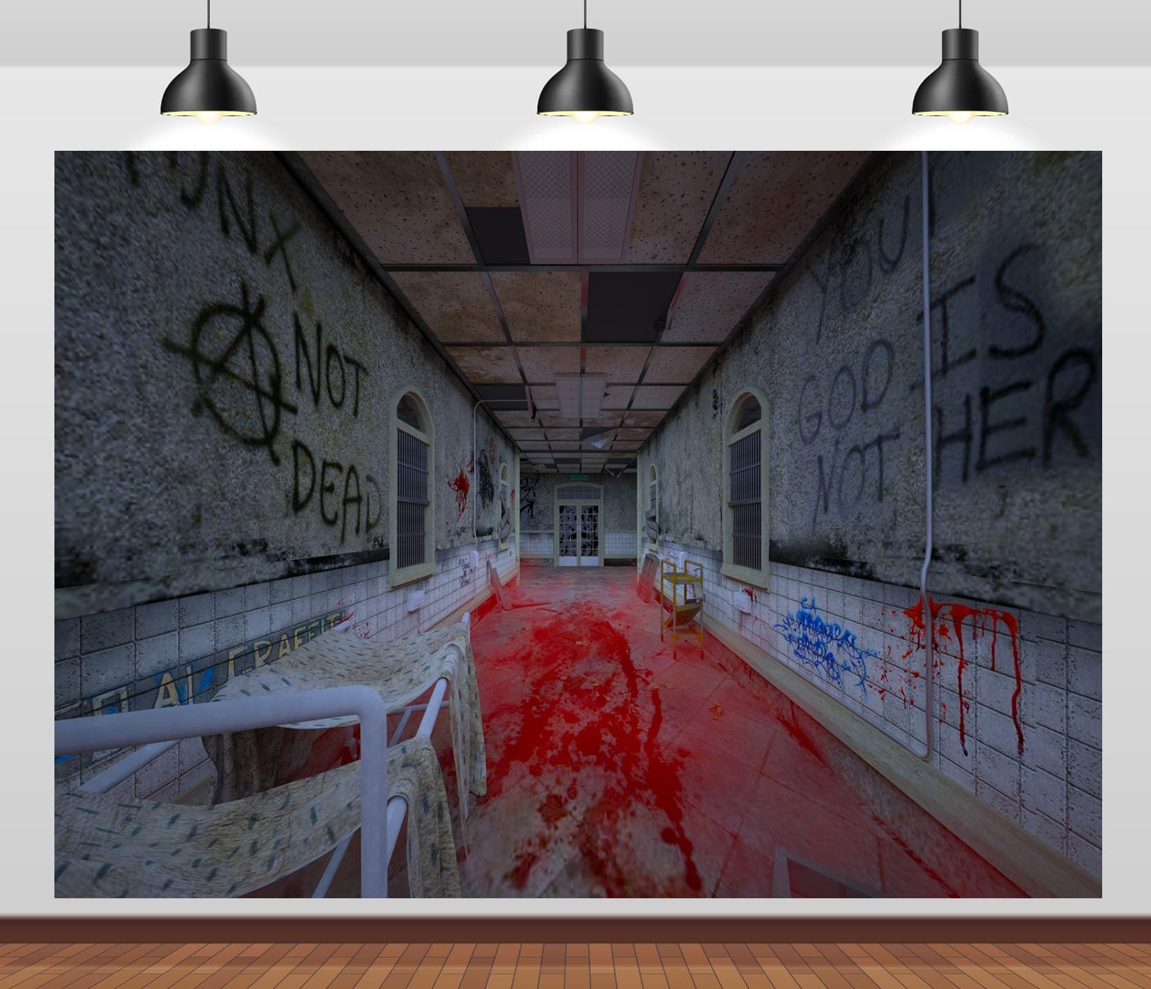 10x6.5FT (3x2m) Corridoio Ospedaliero Rosso Sfondo Fotografico