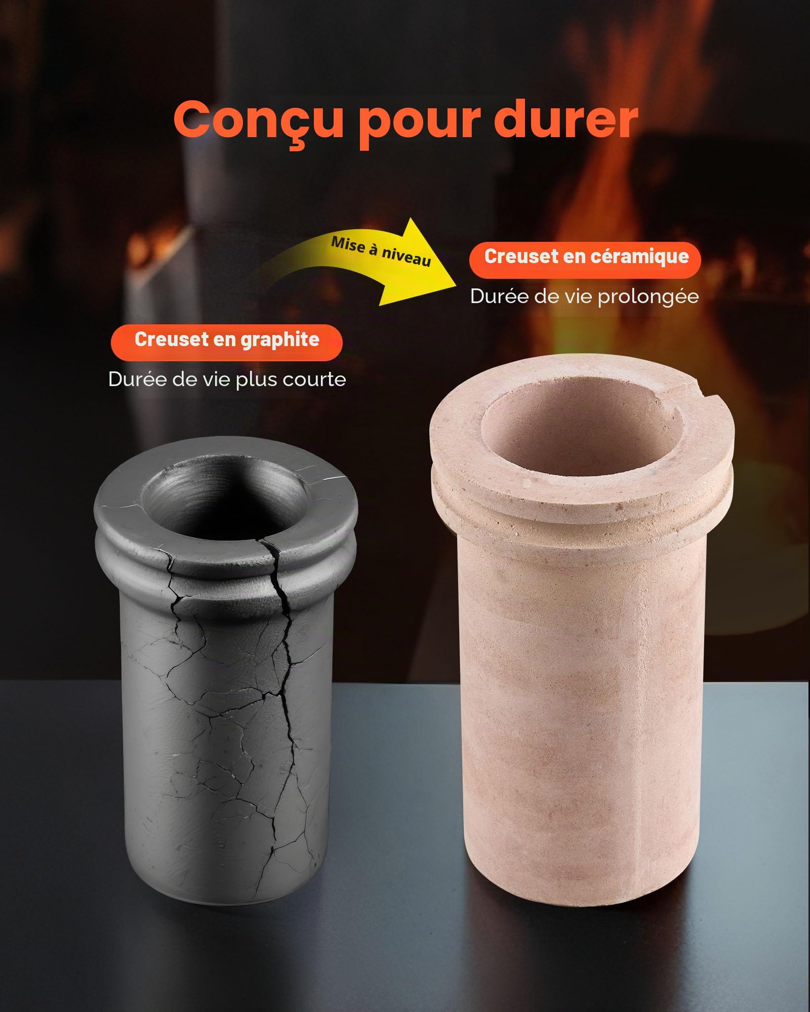 VEVOR Four de Fusion Électrique 1500 W, Kit de Fusion d'Or avec Température Maximale 1150 ℃, avec Creuset en Céramique de 5 kg, pour Fabrication de Bijoux, Coulée et l'Affinage des Métaux, Atelier