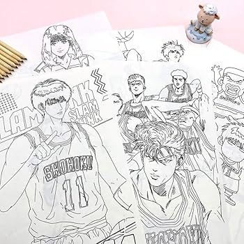 90sスラムダンク　桜木花道　流川楓　SLAM DUNK　ノート　文房具 ぬりえ Amazon.co.jp: スラムダンク 手描き本 塗り絵 線画 お絵かき 30