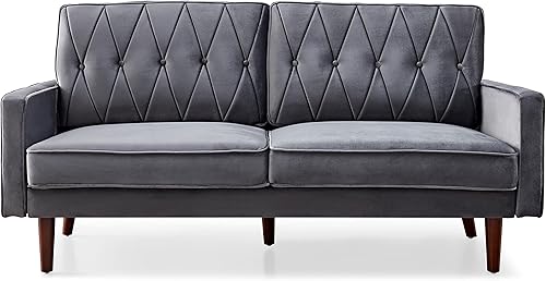 Miniatura 10 de Container Furniture Direct S5738N - Sofá de terciopelo copetudo de estilo moderno para sala de estar con tapicería de tela suave y marco de madera