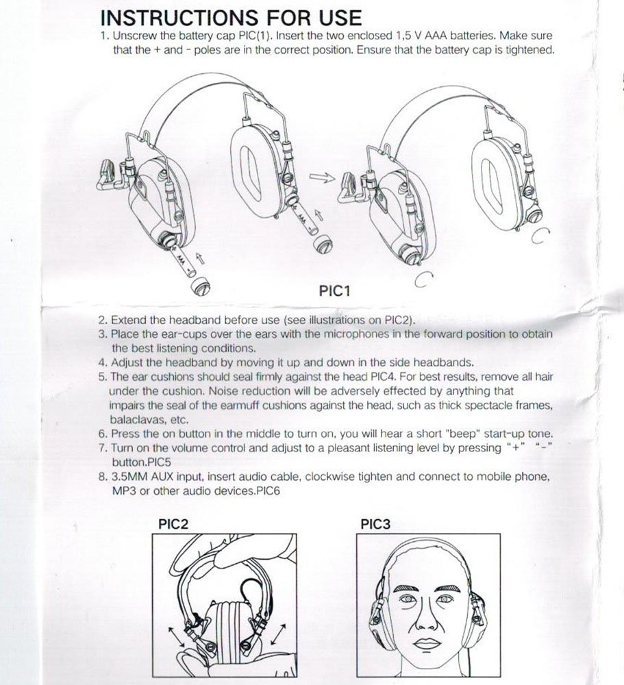 Protezione elettronica per le comunicazioni acustiche M32 Series Sopprime il rumore di arma da fuoco amplificando suoni di basso livello (nero)