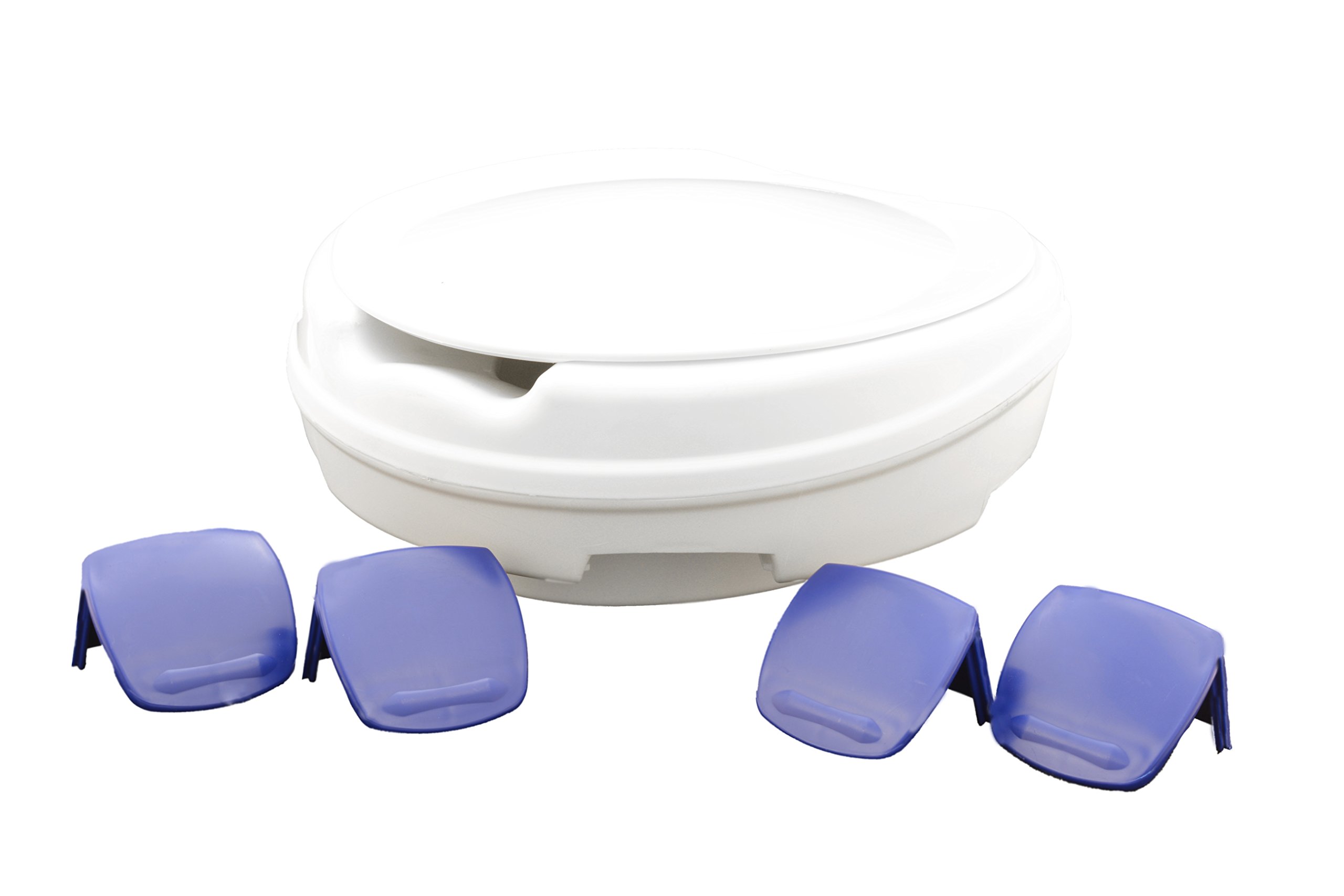 Stock- Fachmann Toilettensitzerhöhung Clipper Toilettenaufsatz WC Aufsatz Mit Deckel Erhöhung Um Ca 11cm Farbe Weiß Mit Blauen Clipps