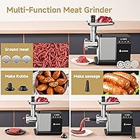 Vista 5 de AAOBOSI Meat Grinder Electric 3000W Max with Touch Color Screen, Auto-Reverse & Built-in Storage - 3 Speed Settings,Grinding, Sausage & Kibbe Making