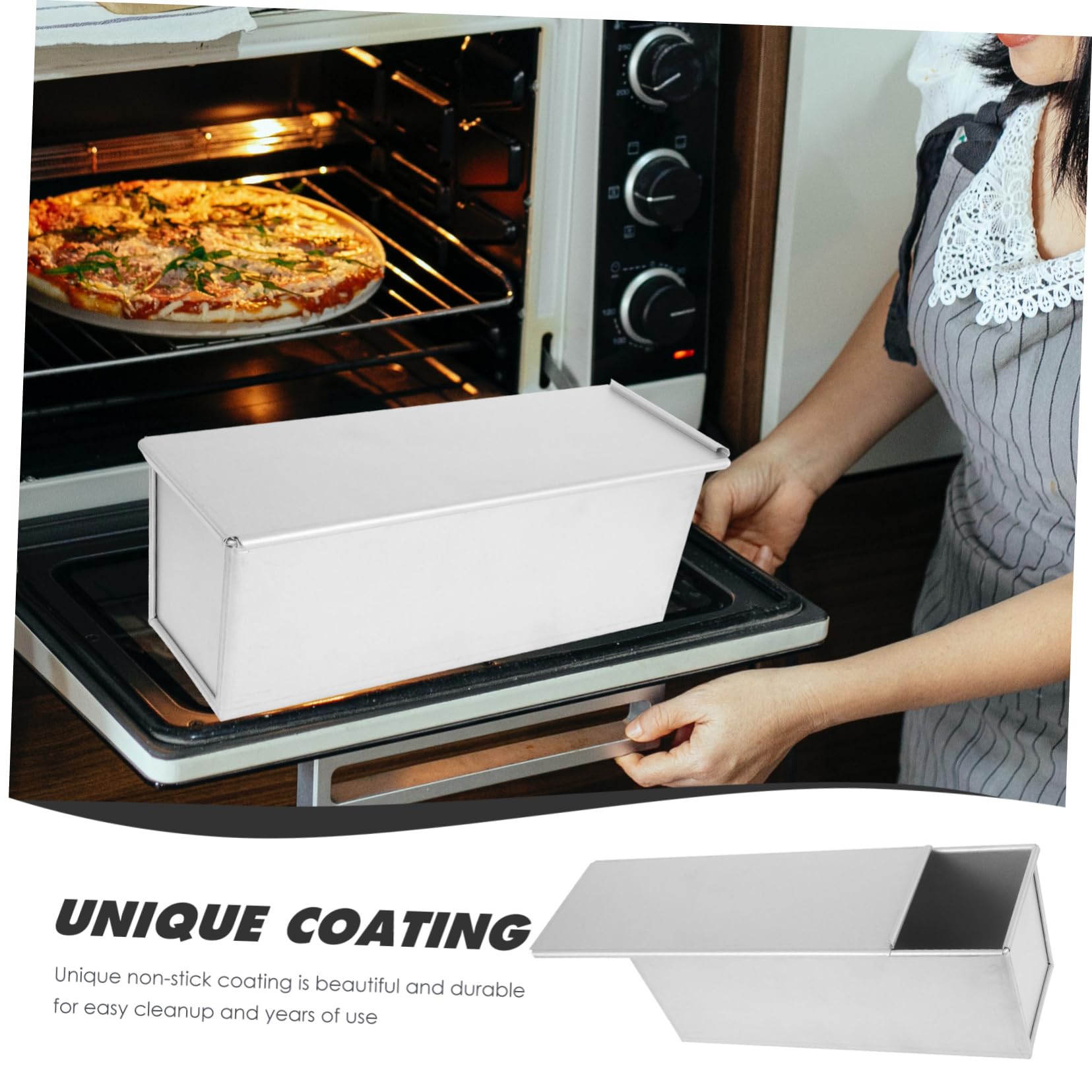 YARNOW Moule à Pain en Alliage Plaqué Aluminium Couvercle Antiadhésif Réutilisable pour Cuisson Sûre Maison Cuisine