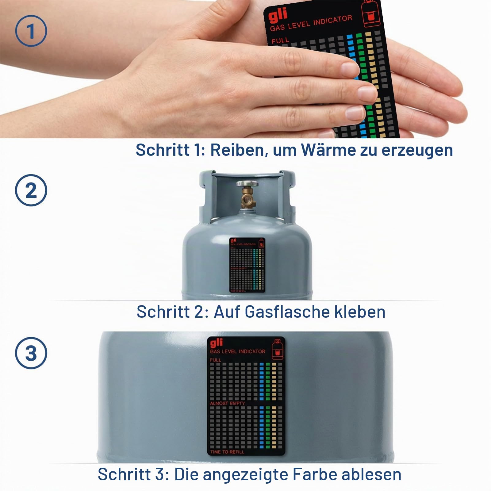 2PCS Gasflaschen-Füllstandsanzeiger Magnetisch, Wiederverwendbare Gasflaschen Füllstandsanzeige, Präziser Gasprüfer Für gasflaschen Für Wohnmobil Grill Camping Küche