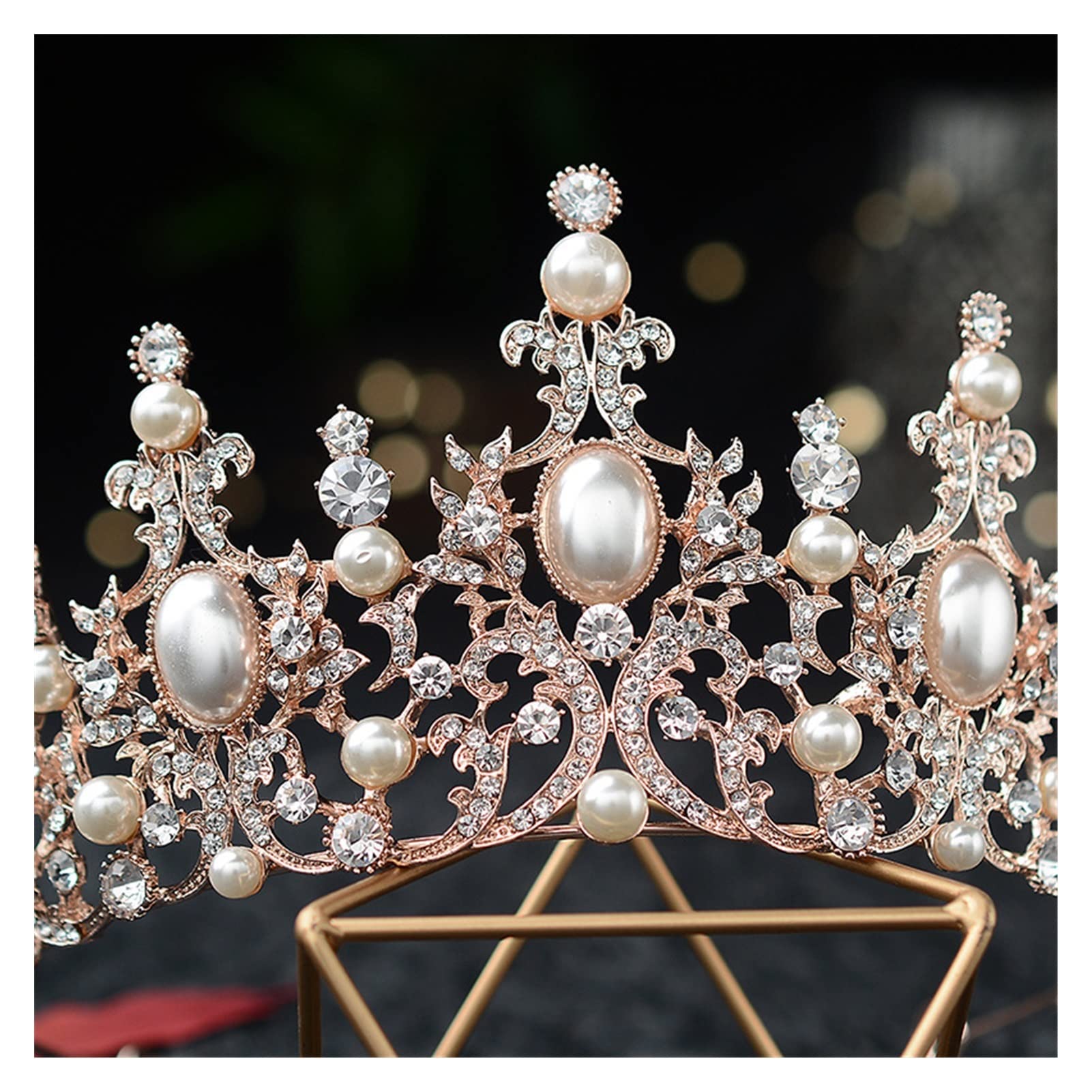 Barokowy luksusowy posrebrzany kryształowy perłowy diademy ślubne Rhinestone Pageant Diadem opaski ślubne akcesoria do włosów prezent Tiara (kolor metalu: srebrny)