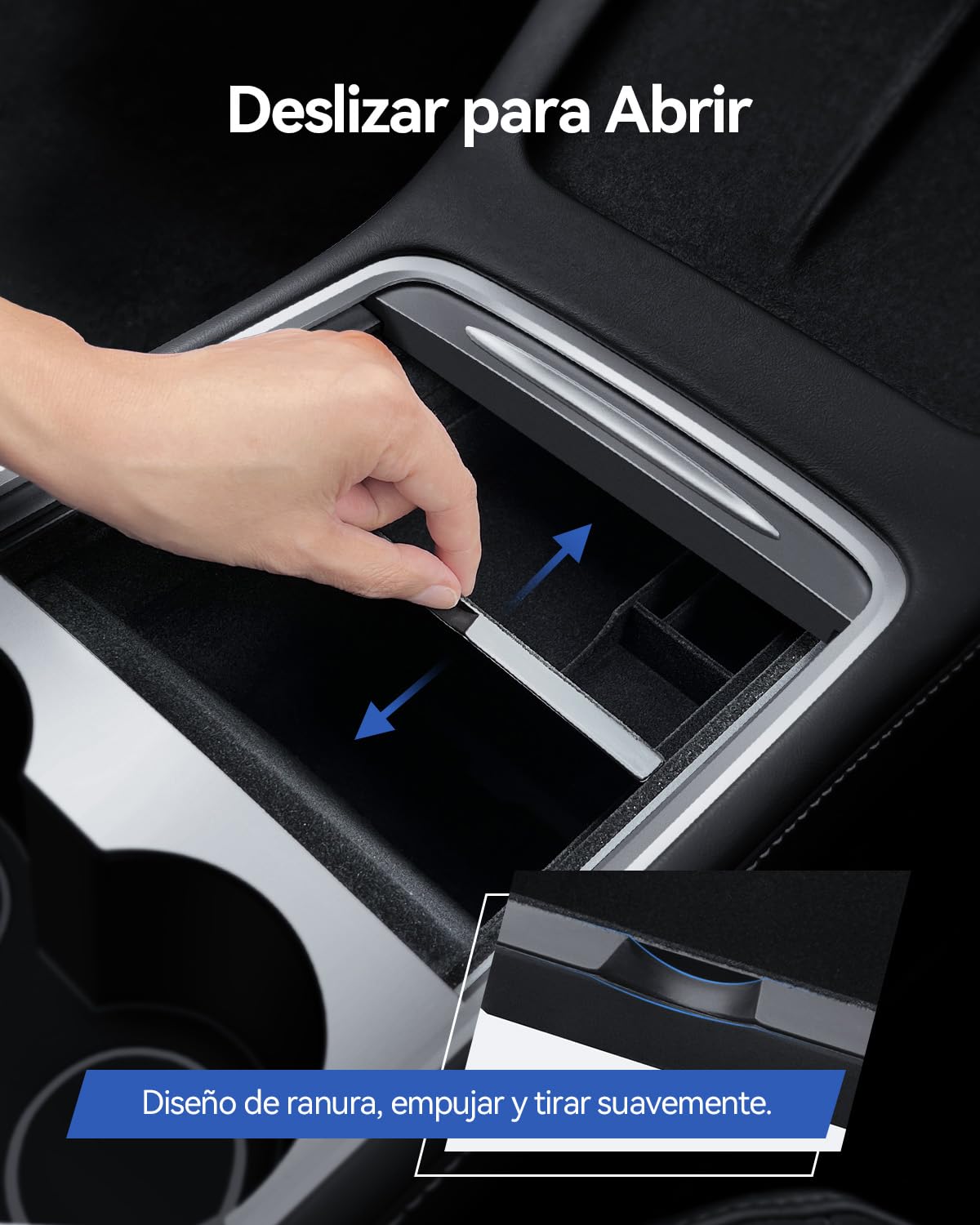 Organizer para Tesla Model Y 2021-2024 y Model 3 2021-2023 Bandeja Organizadora de Consola Central, Caja de Almacenamiento Cajón Oculta Accesorios para Tesla Model Y Model 3