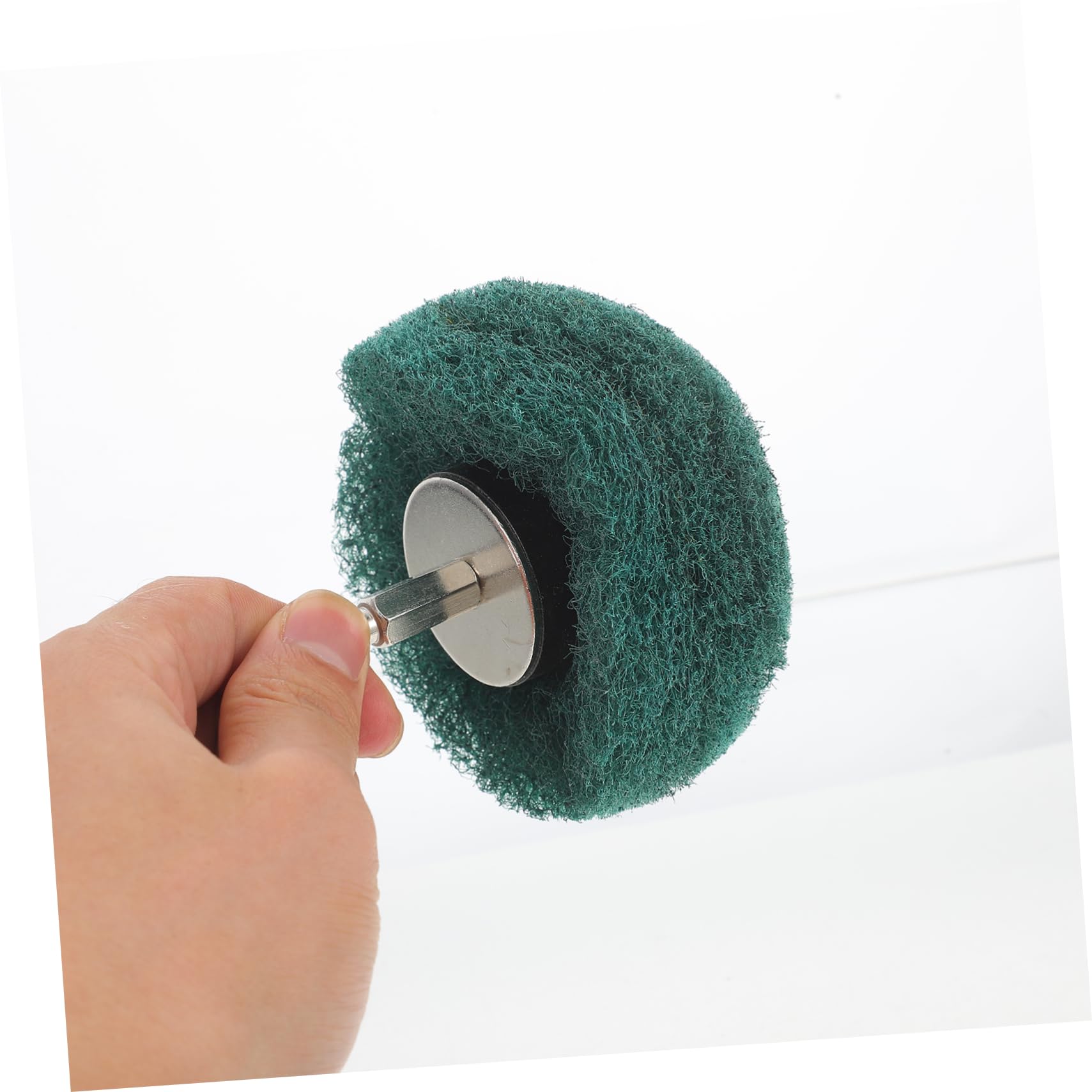 MUCKLILY 3pcs Scouring Pad Grinding Head Polishing Wheel Automotive Buffing Pads for Drill Rotary Tool Accessories Drill Polisher Drill Buffer Attachment Abrasive Pads Green Steel
