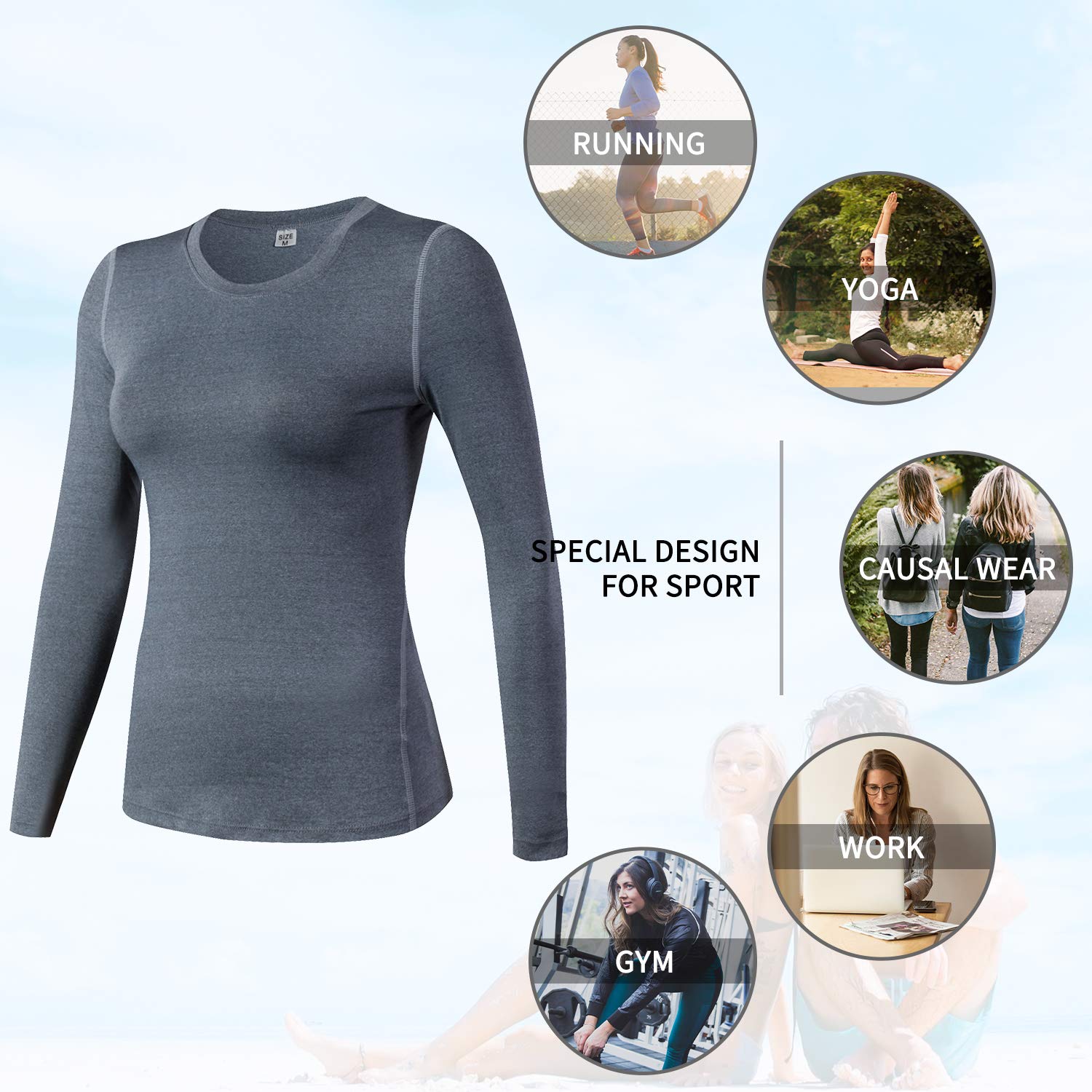 SANANG Shirt a Manches Longues Gymnase de Yoga pour Femmes