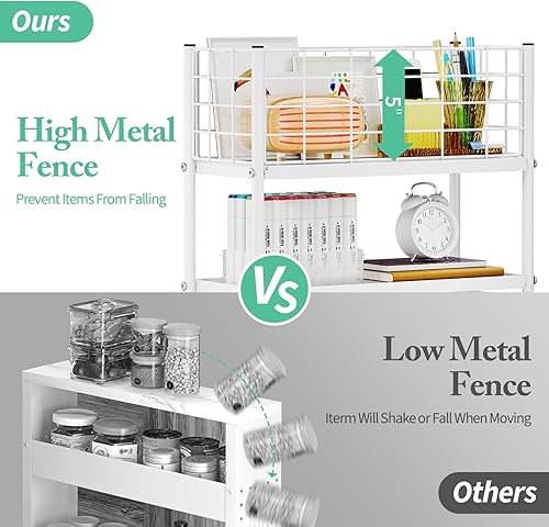 Miniatura 3 de KINGRACK Carrito de almacenamiento delgado, carrito de metal de 4 niveles con ruedas, estantería móvil estrecha, organizador de almacenamiento de