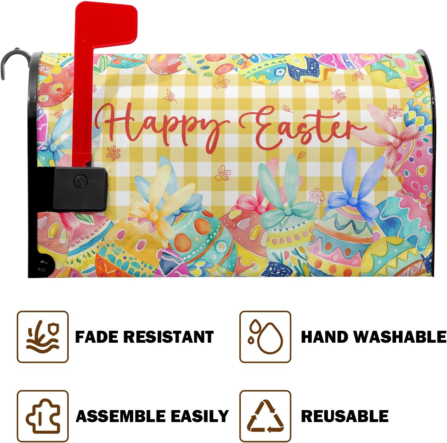 Easter Garden Mailbox Covers Magnetic Easter Mailbox Cover Colorful Eggs Post Letter Box Cover for Garden Standard Size 21x18 in Mailbox Wraps for Yard Home