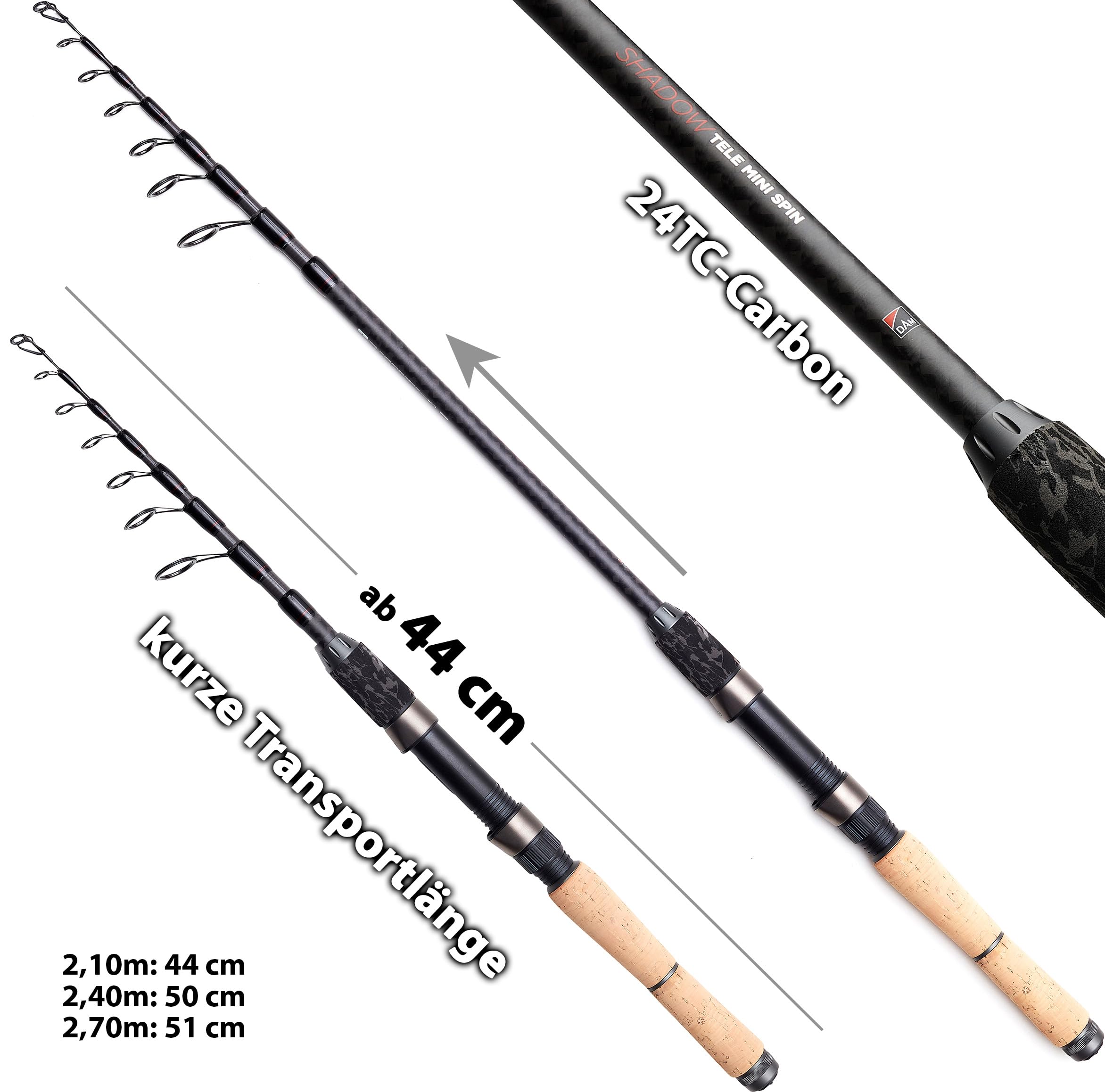 Fischzeux Survival Angelset - Outdoor Mini Reiseruten Set komplett, extra kompakt