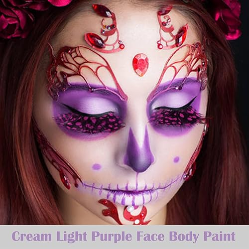 Miniatura 7 de MEICOLY Pintura facial color morado claro crema, tubo grande de 2.37 onzas, pintura de cuerpo completo a base de agua para adultos y niños, pintura
