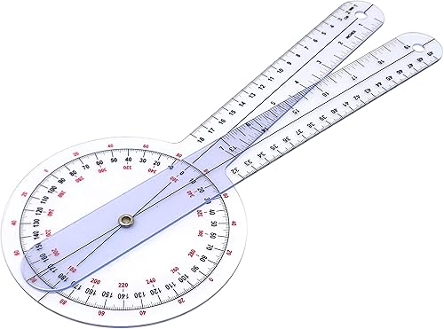Miniatura 2 de Goniómetro, regla de ángulo ortopédica transparente, goniómetro de plástico de 360 grados para cinta métrica corporal, goniómetro, regla