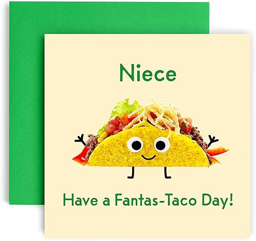 Miniatura 2 de Huxters Tarjetas de cumpleaños para mujer, tarjeta de feliz cumpleaños con texto en inglés "Have A Fantas-Taco" para cumpleaños, Día de la Madre,