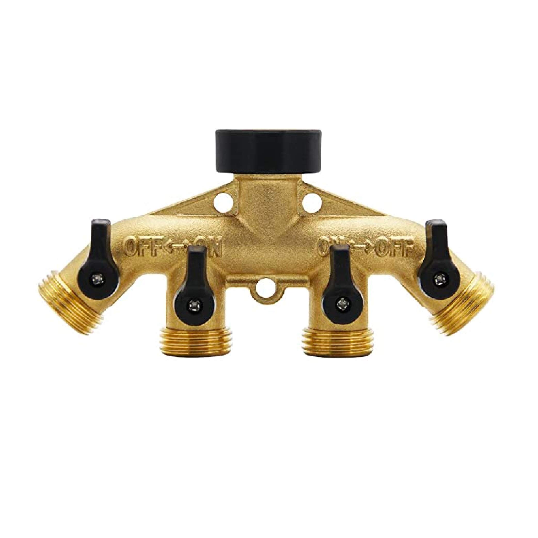 4 Way Tap Connector Hose Splitter Garden Faucet Irrigation Adapter Brass Easy To Connect for Garden Garden Irrigation (Size 3/4")