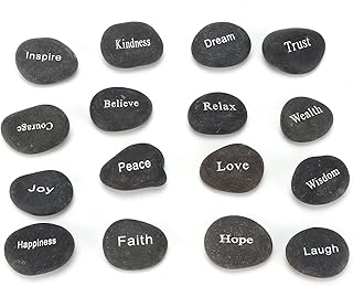 GLOGLOW 16 peças de pedras gravadas, runas pretas foscas, pedras de cura, conjunto de runas de adivinhação Wicca Pedras runas pagãs e suprimentos de bruxaria Runas para iniciantes. Strass