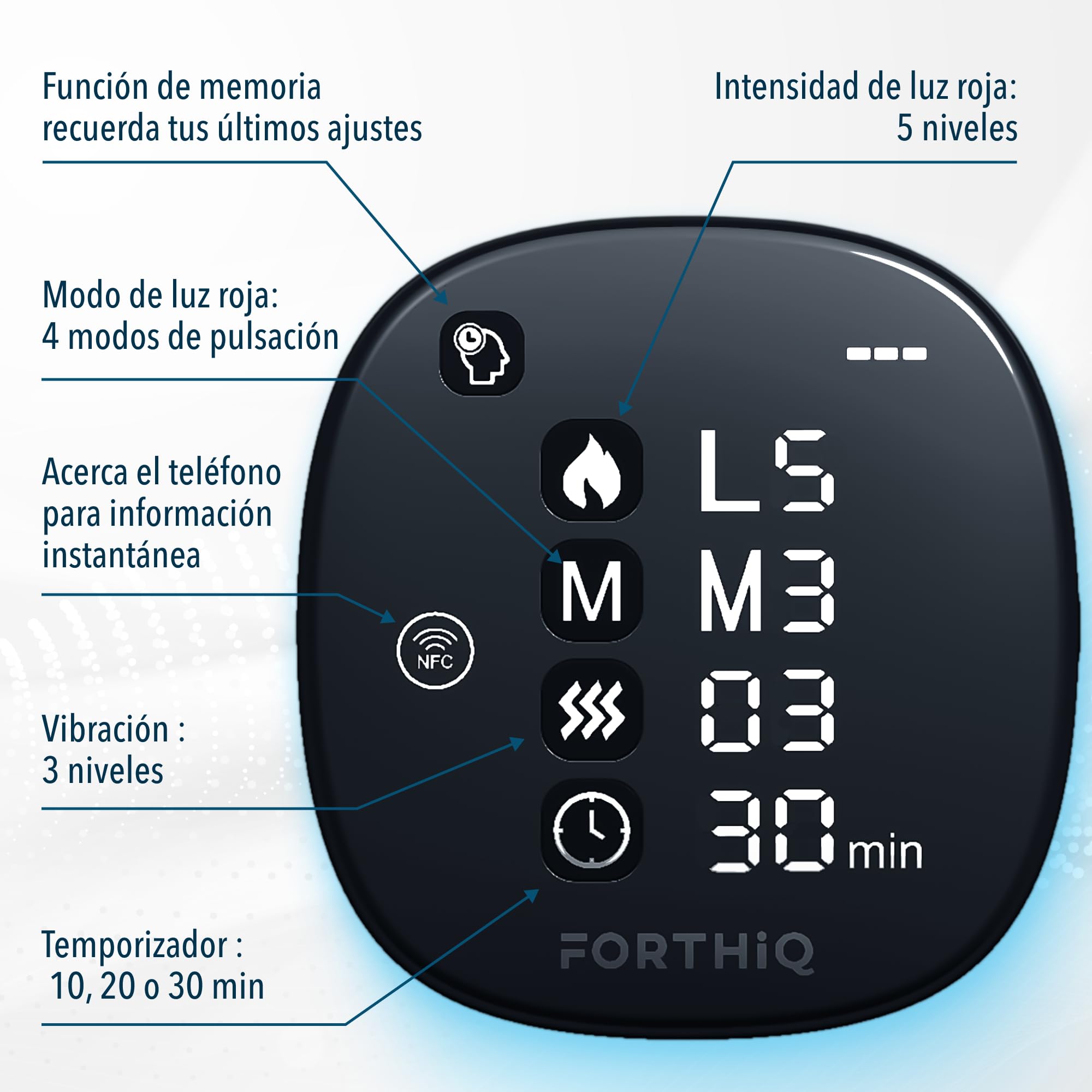 FORTHiQ RED+ Rodillera con calor y luz roja, masajeador con 5 niveles y 52 luces rojas/IR, inalámbrico y ajustable para rodillas, codos y hombros, Regalo para hombres y mujeres