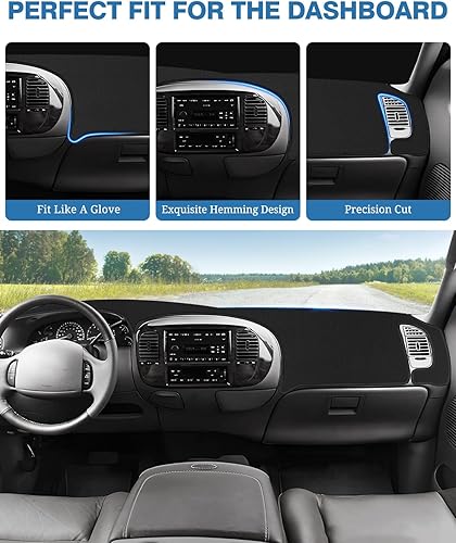 Miniatura 4 de FIILINES Cubierta de salpicadero para Ford F-150 F150 1997-2003, cubierta de salpicadero para accesorios de Ford, protector de malla antideslizante,