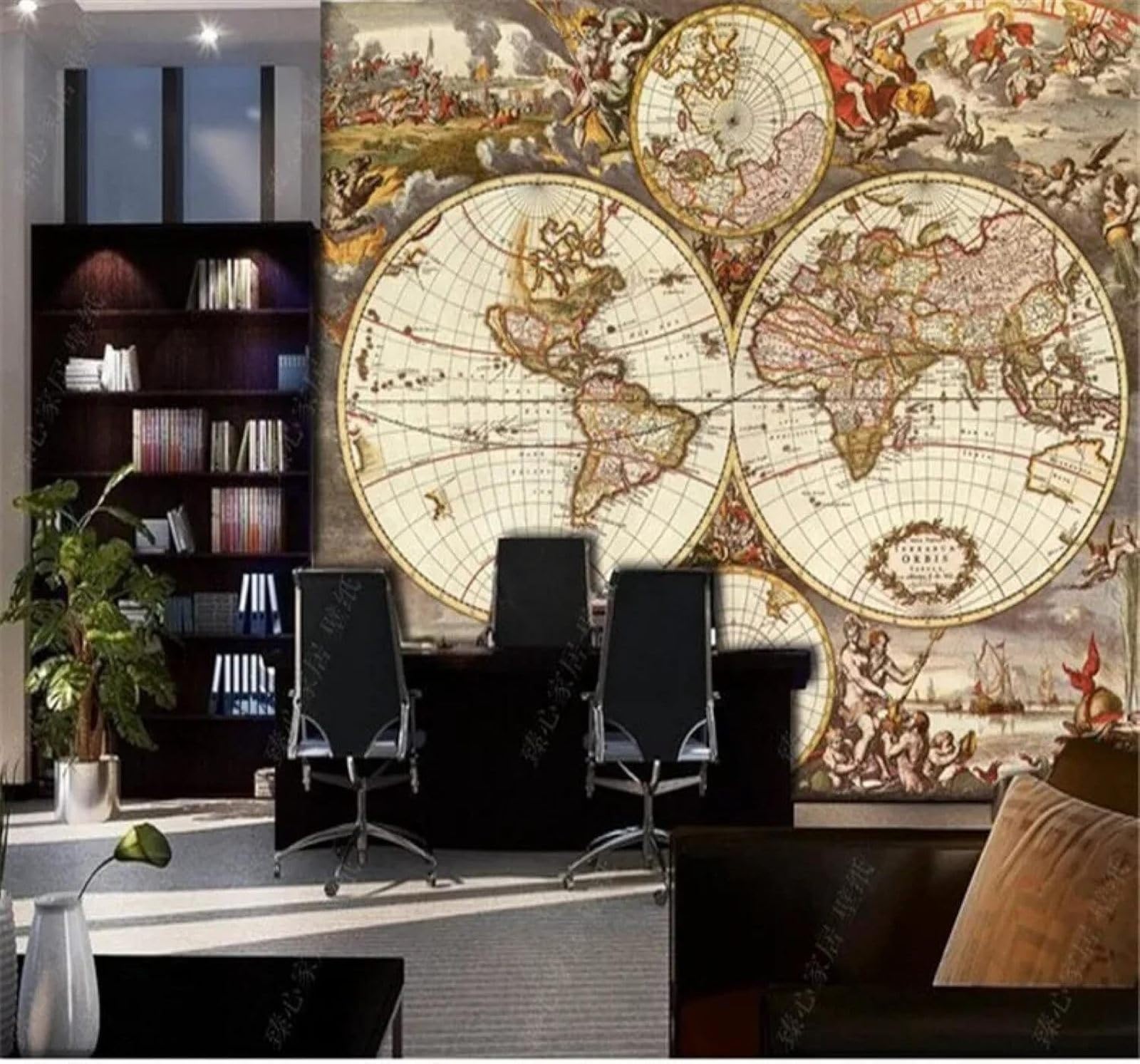 XLMING Retro Hand Drawn Colourful Map People 3D Wallpaper Silky Texture Home Study Office Grey Dining Room Sofa Bedroom Living Room TV Backdrop-250cm×170cm