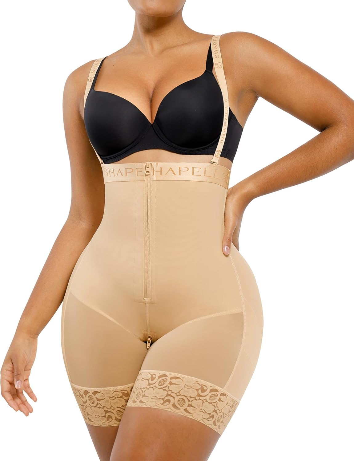 SHAPELLX Fajas Colombianas Shapewear for Women Tummy Control Plus Size Postpartum Body Shaper Butt Lifting Bodysuit