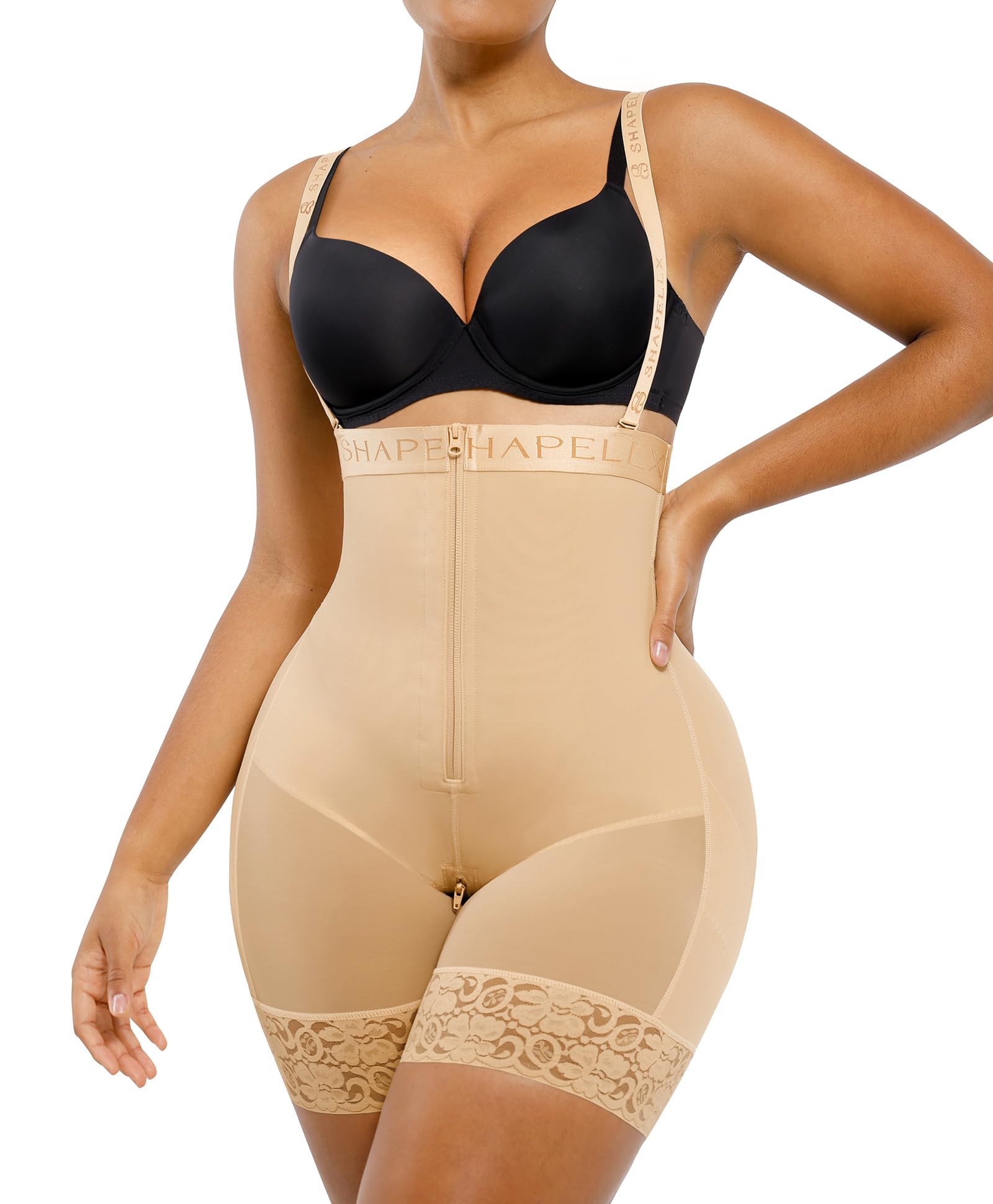 SHAPELLX Fajas Colombianas Shapewear for Women Tummy Control Plus Size Postpartum Body Shaper Butt Lifting Bodysuit