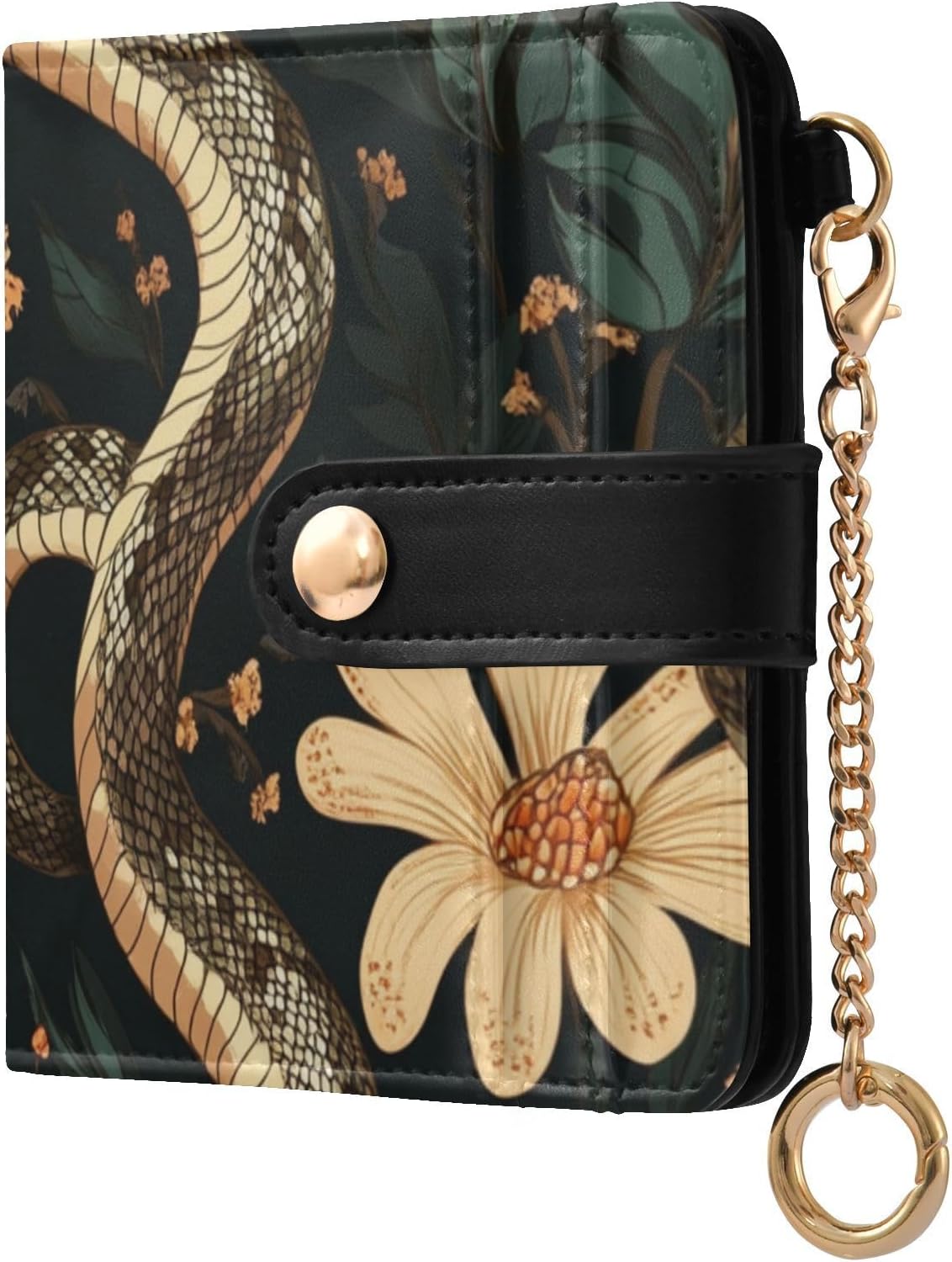 Blossom Brown Snakes Ladies Premium Foldable Wallet Unique PU Leather for Girls Women