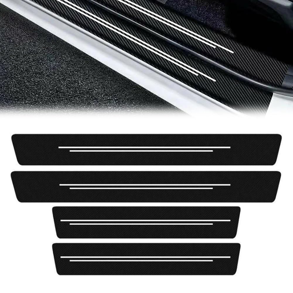 WENINETIES 4 Pcs Car Door Sill Protectors for BMW iX1 U11 EV Hybrid 2022 2023 2024, Step Scuff Plates Carbon Fiber Durable Anti-Scratch Automotive Entry Guards