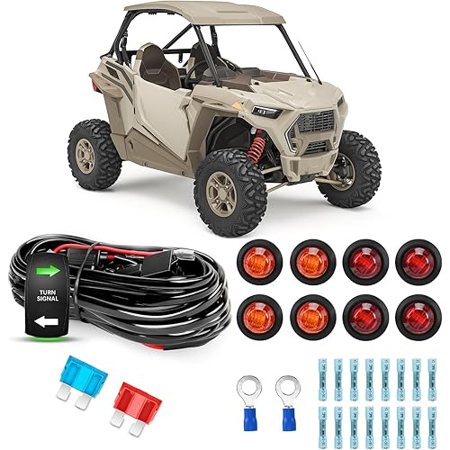 Nilight UTV ATV Turn Signal Wiring Harness Kit Street Legal Flasher Relay Kits with Vertical Rocker Switch Red &Yellow Lights for Polaris Kawasaki Teryx Can Am Commander Cat Wild Green Backlight