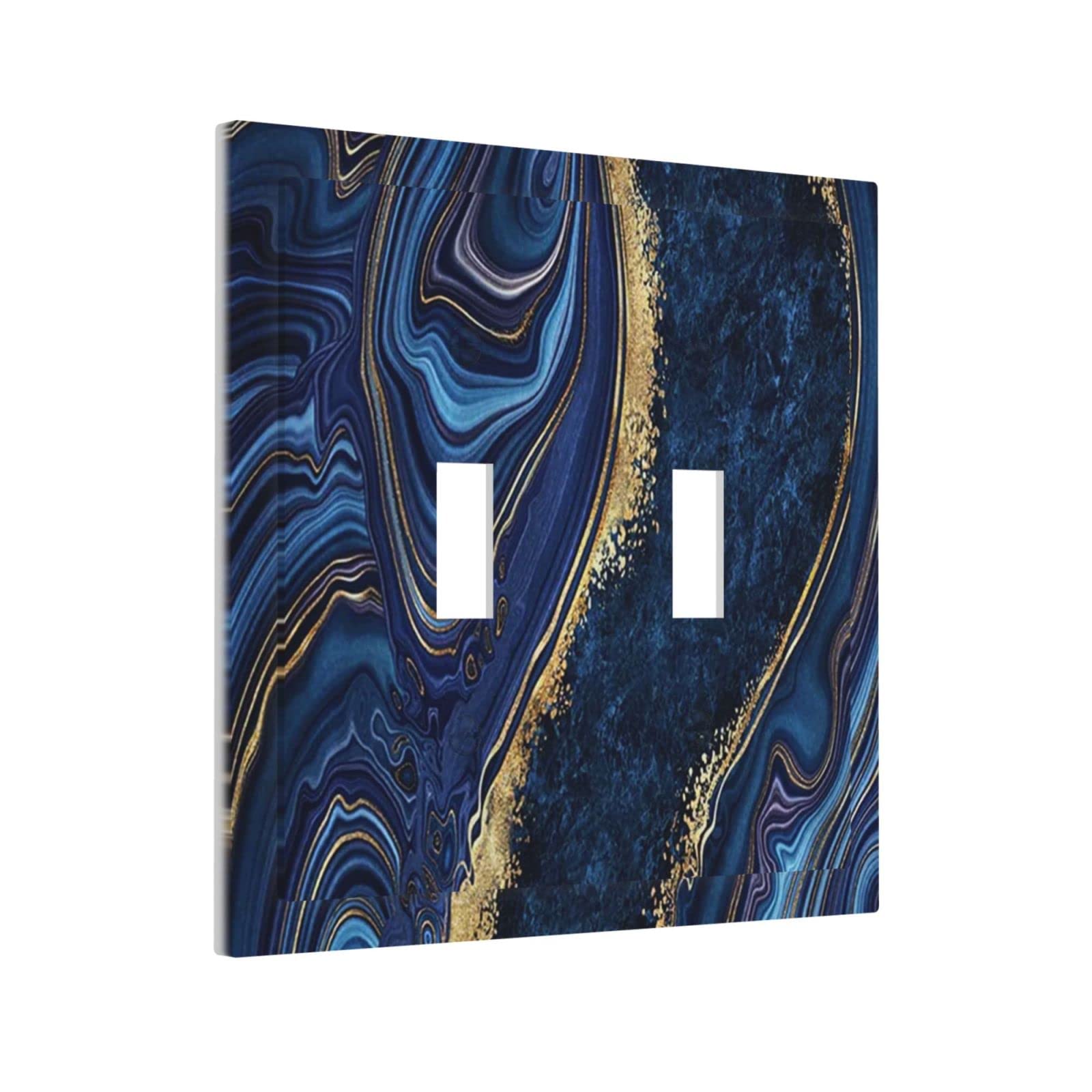 Interrupteur marbre bleu marine plaque murale double filles garçons