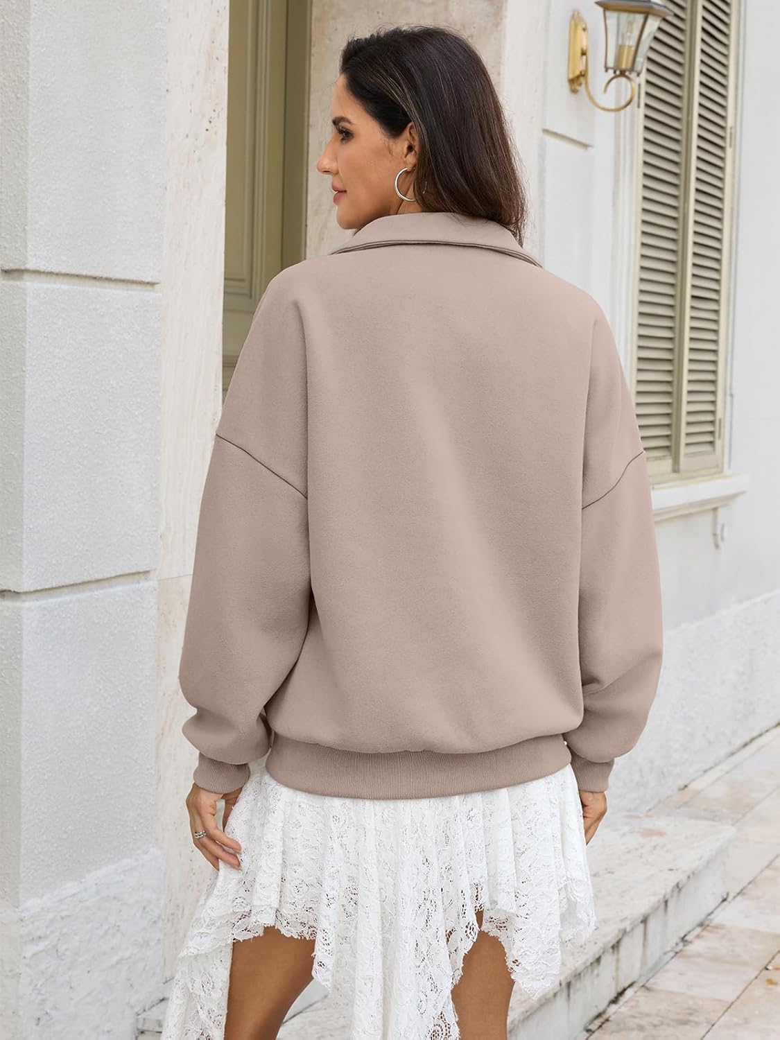 Womens Oversized Quarter Zip Sweatshirts Fleece Half Zipper Pullover Tops Fall Fashion Outfits Clothes 2026 - Image 5