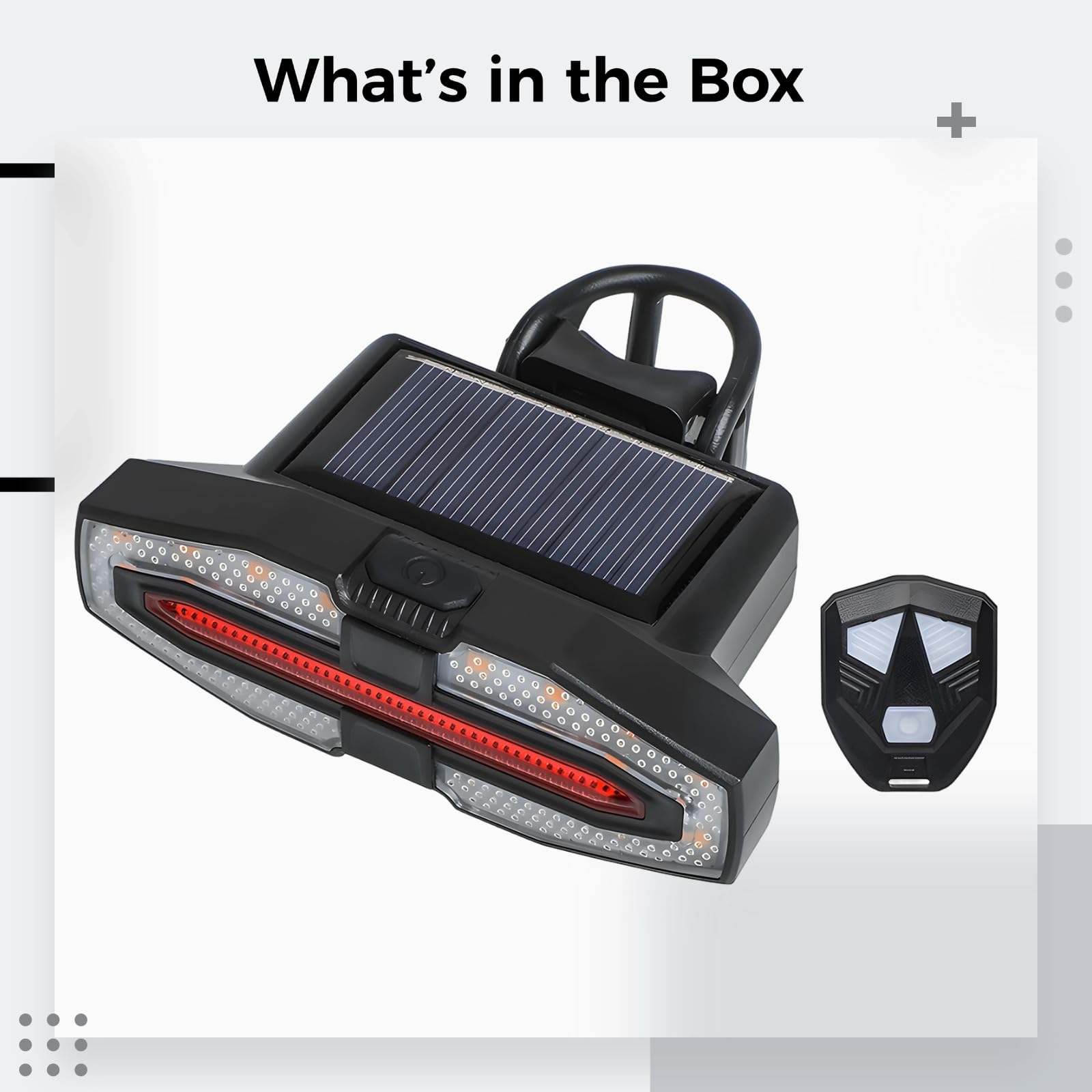 Feu arrière vélo télécommandé avec avertisseur sonore, Recharge Solaire et USB, Clignotants Gauche et Droite, contrôle sans Fil, signalisation arrière pour Conduite de Nuit, sécurité renforcée