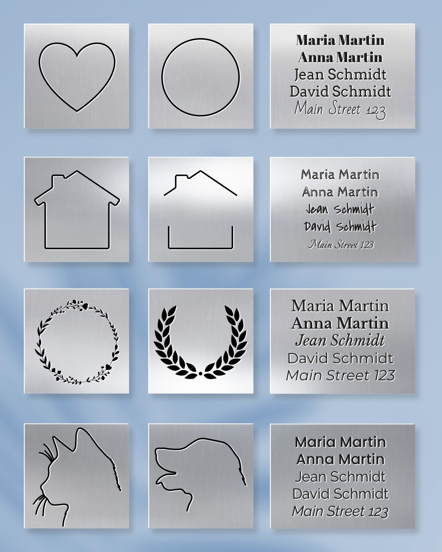 Placa de Buzón 6x2 cm. Grabada en PVC con Efecto Aluminio Metalizado. Añade Nombre y Número