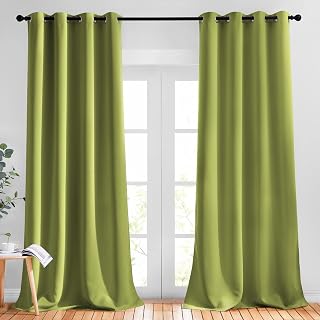 NICETOWN Fresh Green Room Darkening Curtains, 102 inch Length