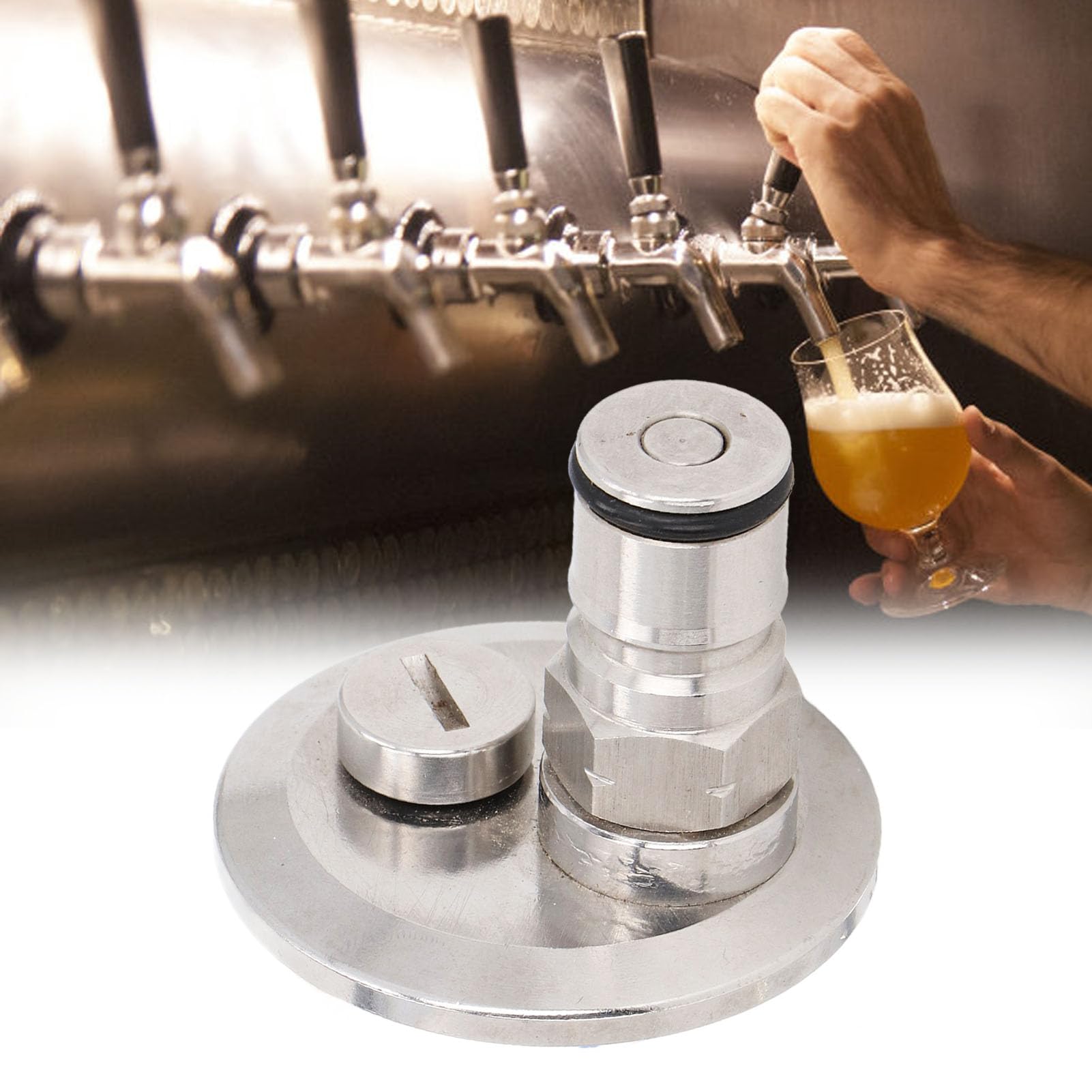 Schnell zu Installierender 1,5-Zoll-Tri-Clamp-zu-Ball-Lock-Pfosten-Adapter mit Druckentlastungsventil für den Umbau von Bier-, Limonaden- und Sirupfässern