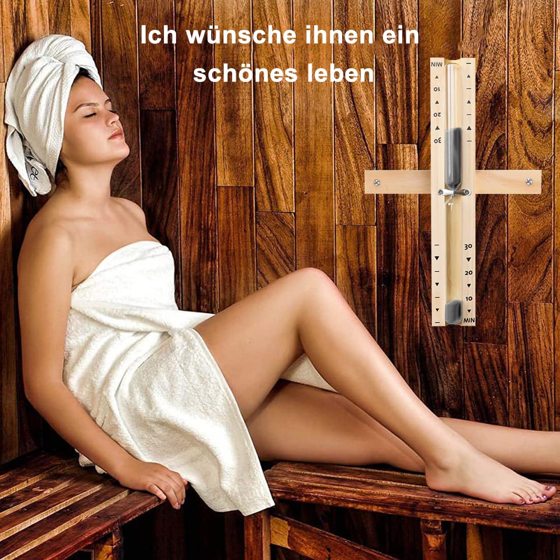 Sanduhr Sauna, Sanduhr 30 Minuten, Orange 30 Minuten Hölzerner Sand, Drehung der Dhamuhr, Reldo De Arena, ist mit Zeitgläsern im Zeitkanal Sandale und Baloo Betäubt