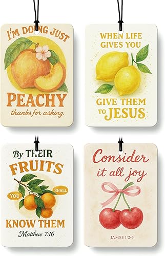 Miniatura 14 de Coquette - Ambientador cristiano para automóvil, 4 unidades, retro verde salvia, ambientador colgante religioso para autos, armario, cajón, libros,