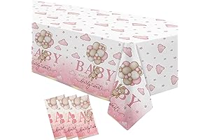 Pink We Can Bearly Wait Tablecloths for Baby Showers
