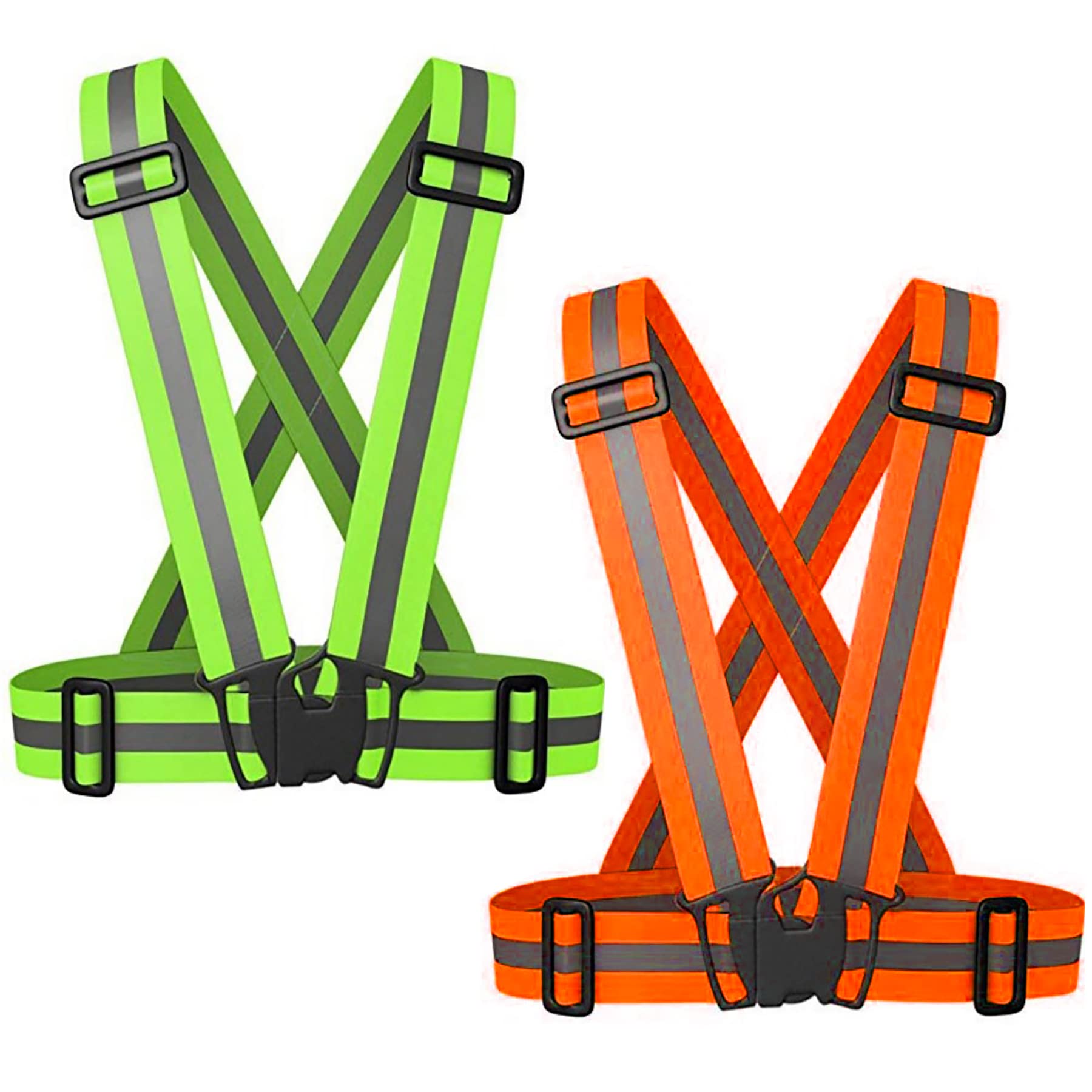 SAGOOITS Reflective Safety Vest 2pcs - High Visibility Vest Adjustable Straps for Outdoor Jogging, Cycling,Walking,Workers