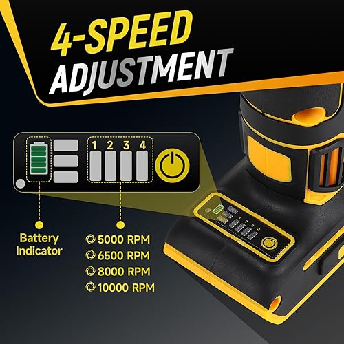 Miniatura 3 de Amoladora angular inalámbrica de 4-12 pulgadas compatible con batería DeWalt de 20 V, motor sin escobillas de 10000 RPM con 4 velocidades variables,