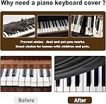 Explore Land 88 Keys Digital Piano Dust Cover with Music Stand Opening and Pockets - Waterproof Leatherette Electronic Keyboard Cover Fits for Most Piano