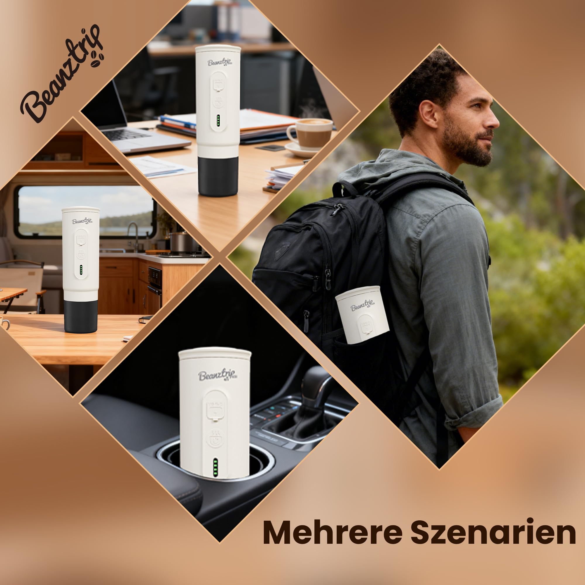 H02 PRO Macchina per caffè espresso portatile da viaggio, adatta a capsule NS e caffè macinato da campeggio con auto-riscaldamento, confezione regalo (mokamus)