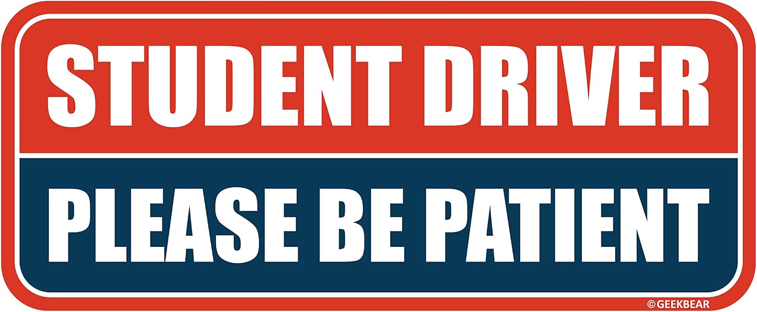 GEEKBEAR Student Driver Car Magnet (Red/Navy) - Reflective Bumper Magnet for Rookie Novice Drivers - Eye-Catching Design, Weather-Resistant and Durable for New Drivers (1 Pack)